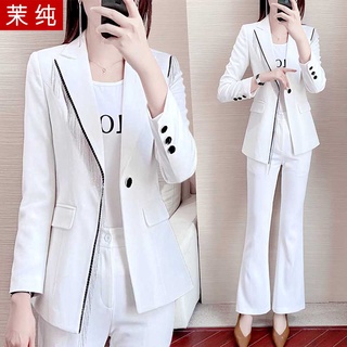 Business suit women's white high-end temperament fashionable stylish work clothes Leisure Cargo suit Korean style suit f