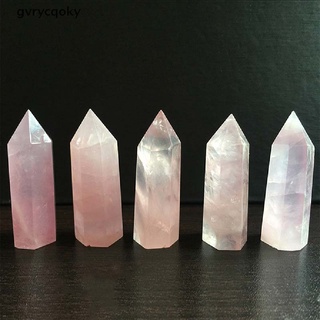 [gvry] 100% roca natural rosa rosa cuarzo cristal piedra punta varita curativa