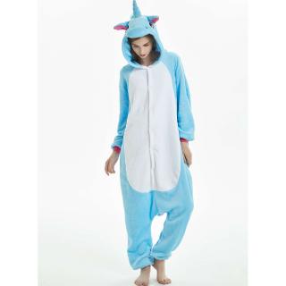 Pelo azul unicornio Onesies Anime de dibujos animados Cosplay Kigurumi mujeres Animal pijamas ropa de dormir disfraz de Halloween