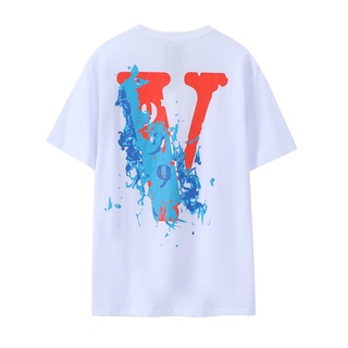 VLONE Street Hip Hop Couples Fashion Cotton Behind Big V Print Short Sleeve T-Shirts Casual All-match Tops Plus Size Unisex