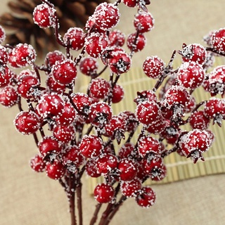 1/3 piezas de burbujas artificiales bayas rojas simulación acebo granada fruta navidad decoración [jane eyre] (1)