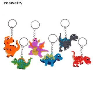 roswetty 6pcs dibujos animados dinosaurio llavero colgante llavero dinosaurio fiesta decoración niños regalos cl