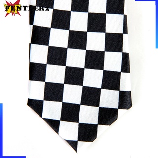 [Fenteer2 3c] corbata para hombre Slim Skinny corbata negro blanco faja a cuadros accesorio (1)