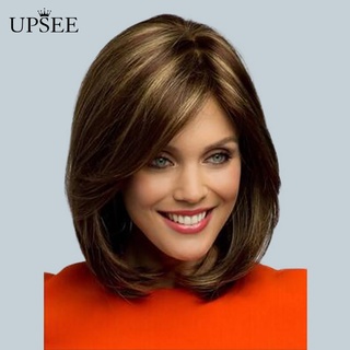 Upsee peluca/peluca de mujer de Color mixto con flecos laterales/longitud de hombro/decoración para el cabello sintético (5)