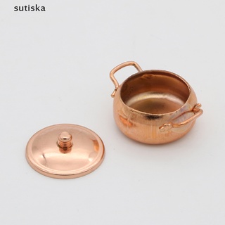 sutiska 1:12 casa de muñecas miniatura bronce sartén olla kettle kit de cocina cl (3)