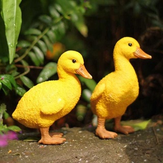 Pato artificial amarillo pato decoración de jardín 2 piezas - amarillo