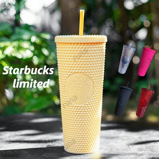 [limi] [Limi] Fros Starbucks Tumbler Durian Series - taza reutilizable con tachuelas, diseño de diamante, color azul mate