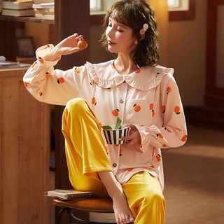 Mujer primavera otoño algodón alimentación pijamas traje (7)