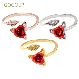 gogoup 3 piezas ajustable anillo de tejer apertura rosa flor forma de ganchillo bucle hilo guías desgaste de dedo diy dedal costura