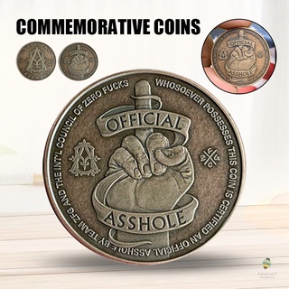 retro "official asshole" colecciones de monedas conmemorativas moneda divertida patrón de letras impresión recuerdo regalo