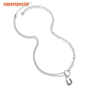 [super] collar con colgante de candado de acero inoxidable para mujer y hombre joyería regalo Punk (2)
