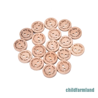 childfarmland 100Pcs hechos a mano con botones de amor Scrapbooking costura botón de madera 25 mm 20 mm 15 mm