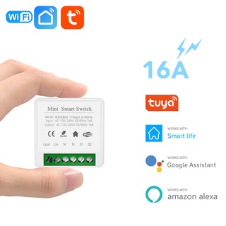 16a mini wifi smart switch supporte 2 way control temporizador con tuya alexa google home collares