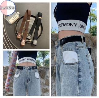 Moda Invisible sin costuras perezoso cinturón todo-partido de las mujeres libre punch elástico de cuero de la PU cinturón jeans cinturón