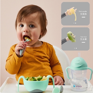 Baby Learn To Eat - juego de cuchara para tenedor (360)° Flexión de los niños vajilla bebé suplemento alimenticio codo cuchara suave tenedor