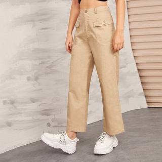 [est] Pantalones casuales De Cintura Alta para mujer/pantalones sueltos/pantalones De Cintura Alta (9)