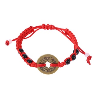 Uu Feng Shui - colgante de moneda de cobre de la suerte, cadena roja