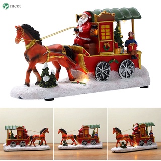 luminoso adorno de navidad resina santa carruaje figuritas color navidad decoración para el hogar sala de estar dormitorio
