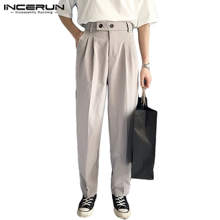INCERUN hombres moda Color sólido ancho pierna holgada estilo coreano Blazer pantalones