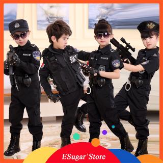 niños policías trajes niños niños policía policía cosplay ejército policía uniforme ropa conjunto de lucha rendimiento uniformes