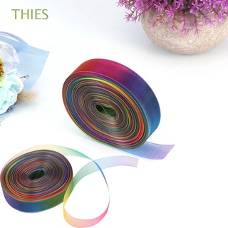 THIES DIY Organza Ribbon Handmade Wedding Decoration Wrapping Ribbon Flowers Bouquet Christmas Craft Party Accessories Rainbow Xmas Gifts Wrapping Bow