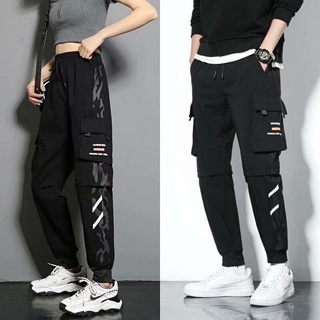 Summer Overalls Men And Women Couple Loose Straight-Leg Ankle-Banded Pants New Casual Black Harem Sports Pants Fashionable Trousers