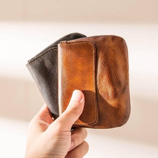 Leather driver's license small card holder retro handmade coin purse first layer leather men and women car key handbag