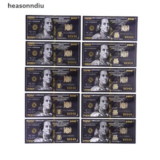 heasonndiu - lámina de oro negro antiguo usd 100 dólares conmemorativos, billetes, decoración cl