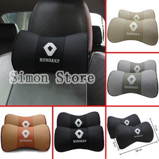 2pcs emblema de coche insignia de cuero reposacabezas para Renault Koleos Captur Kangoo Clio Auto asiento cuello almohada Interior Protector de cuello decoración (1)