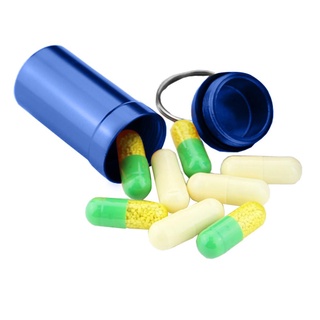 (superiorcycling) al aire libre mini aluminio impermeable medicina almacenamiento botella píldora caja llavero