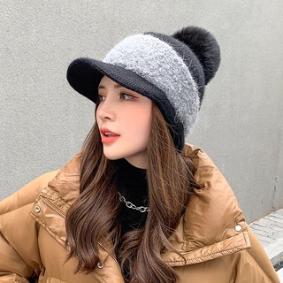 Sombrero femenino nuevo otoño e invierno coreano todo-fósforo cálido grueso gorro de lana ciclismo orejeras de punto de lana de bola