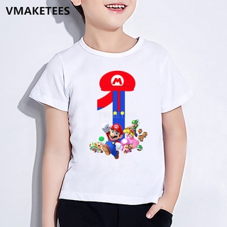 Camiseta de los niños número de cumpleaños de manga corta ropa de dibujos animados divertido camiseta
