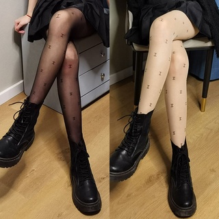chanel letra logo impresión ultra-delgada 5d mujer calcetines de cristal medias sexy medias (2)