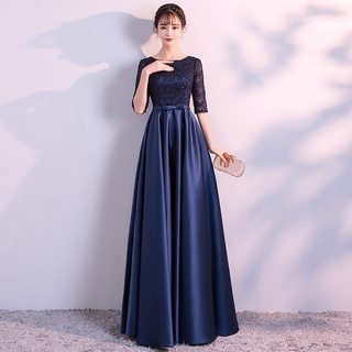 Vestido de noche de banquete de coral largo nuevo vestido de graduación de color azul marino elegante de verano