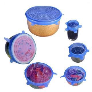 6 pzs tapa de silicona Elástica Universal reutilizable para comida/cocina (1)