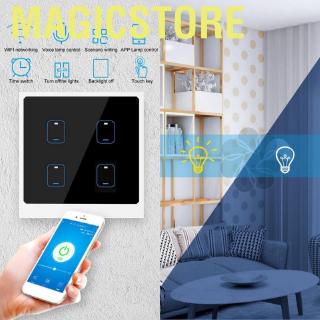 Magicstore Smart WiFi Switch 4 Gang inalámbrico en la pared de luz táctil APP Control de voz remoto No requiere concentrador Con