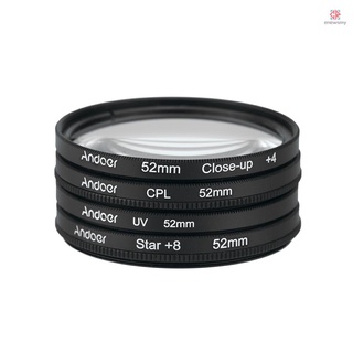 [HOT] Andoer 52 Mm UV + CPL + Cerrar + 4 + Star Filtro De 8 Puntos/Kit De Circular/Polarizador Macro Close-Up Con Bolsa Para Cámara Nikon Canon Pentax Sony DSLR