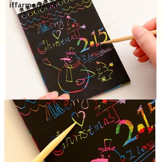 【iffarmerrtr】 Rainbow Paper Scratch Off Colour Sketchbook Art Crafts Kids Drawing notebook CL