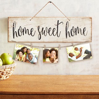 WX_Vintage Sweet Home Letter impreso madera colgante decoración foto Clip adorno