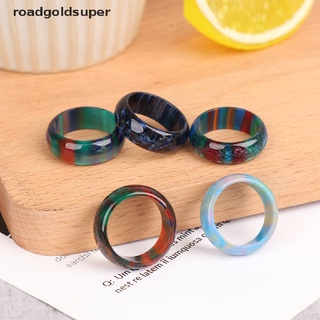 rgj 1 pza anillos de dedo redondos únicos arco iris coloridos resina acrílica geométrica para mujeres super (5)