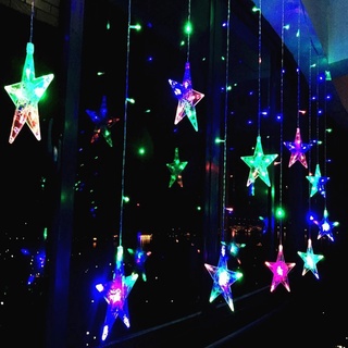[2.5M Cortina de luces de hadas] [LED navidad guirnalda estrella cadena] [impermeable interior al aire libre luces decorativas para el hogar, año nuevo, fiesta, boda, cumpleaños, ramadán] (3)