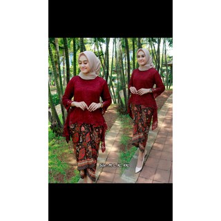 Traje Kebaya Brukat Ninas Combi mujer Batik envoltura falda