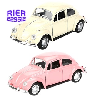 2x Vintage Beetle Diecast Pull Back Car el Toy for Children Gift Decor Cute Figurines White & Pink