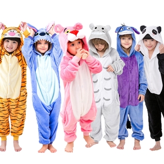 Pijamas de invierno para niños lindo Kigurumi Stitch unicornio esqueleto Animal Onesies ropa de dormir