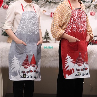 LES Christmas Gnome Snowflake Print Apron Women Men Cartoon Kitchen Bib with Front Pockets for Cooking Baking Gardening Grilling BBQ