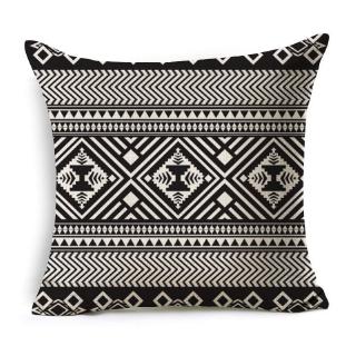 Funda de almohada decorativa de lino de algodón, diseño geométrico, color negro, blanco, hogar, sofá, cama, Funda de almohada, Funda de Cojin 40198 (5)