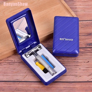 Banyanshaw - maquinilla de afeitar de acero de doble borde para afeitadora de seguridad, mango de cuchilla, espejo JUR (4)