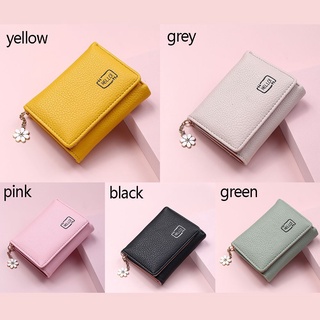 teakk moda corto cartera de cuero de la pu bolsa de dinero dos veces monedero de las mujeres lindo borla de color sólido bolsas de tarjeta de crédito/multicolor (3)