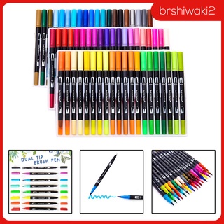 [BRSHIWAKI2] 60/100 colores doble punta pincel pluma a base de agua acuarela pintura marcadores para Manga mano letras pintura escritura arte