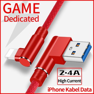 Cable De Carga rápida Para Iphone Lightning Elbow cable De Carga De línea 2.4a